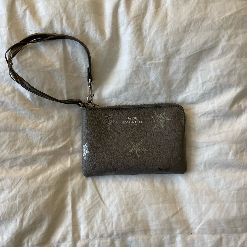 Coach Gray Wristlet with Star Pattern